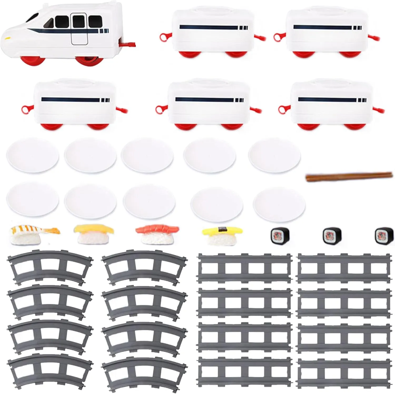 Food Train For Table Sushi Train Rotating Food Train for Table Household Dinner Train with Rail Conveyor Belt, Serving Tray Battery Powered Train Table for Party, Display Table, Swing Plate, Style 1