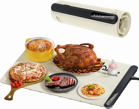 Food Warming Mat for Buffet & Parties, Silicone Electric Heating Tray with 2 Adjustable Temperature Settings, Rollable & Portable, Food Warmer Pad for Countertop, Ideal for Keeping Food Warm