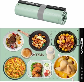 Food Warming Mats for Countertop,Elevated Design for Countertop Protection Warming Mat for Food,10s Fast Heating Food Warmer Mat,6-Temp Settings Electric Heating Mat for Food(Light Green)