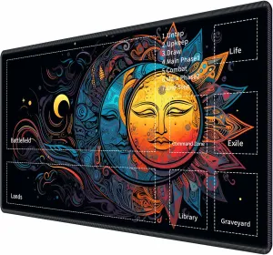 for MTG TCG Playmat,Game Play Mat for MTG TCG DTCG CCG RPG and Other Card Games/Mouse Pad 24 x 14 inches Trading Card Game Board Game with Zones and Non Slip Rubber Backing,Colorful Moon