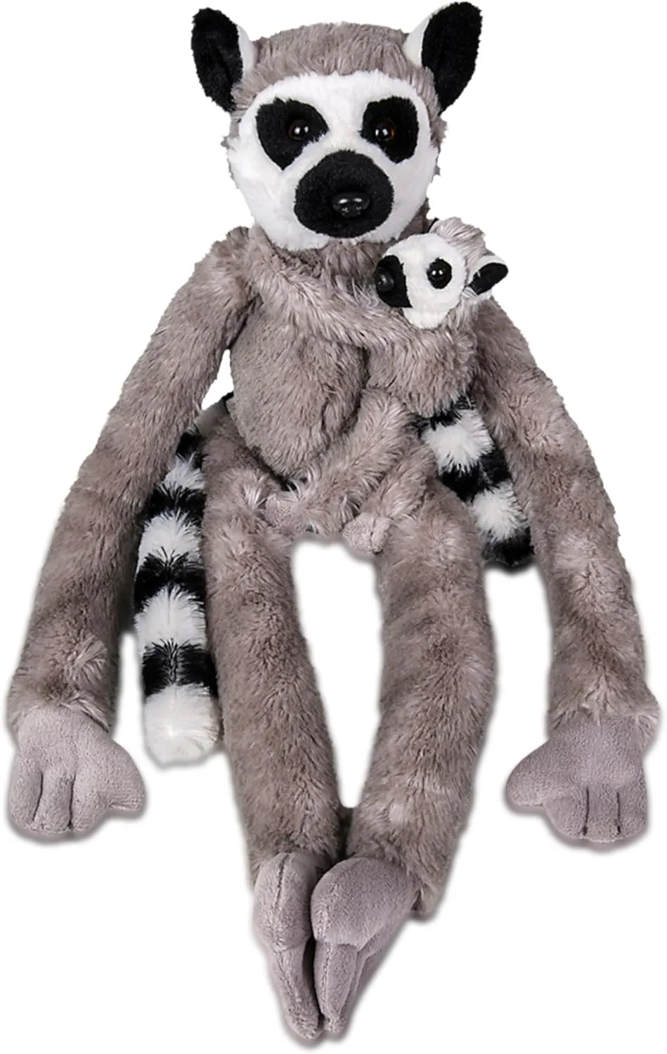 Forest & Twelfth 28" Stuffed Mom and Baby Hanging Lemur Plush Animals for Kids, Cute & Huggable Stuffed Zoo Animals Ideal for Nursery Room Décor (Mom & Baby Lemur)