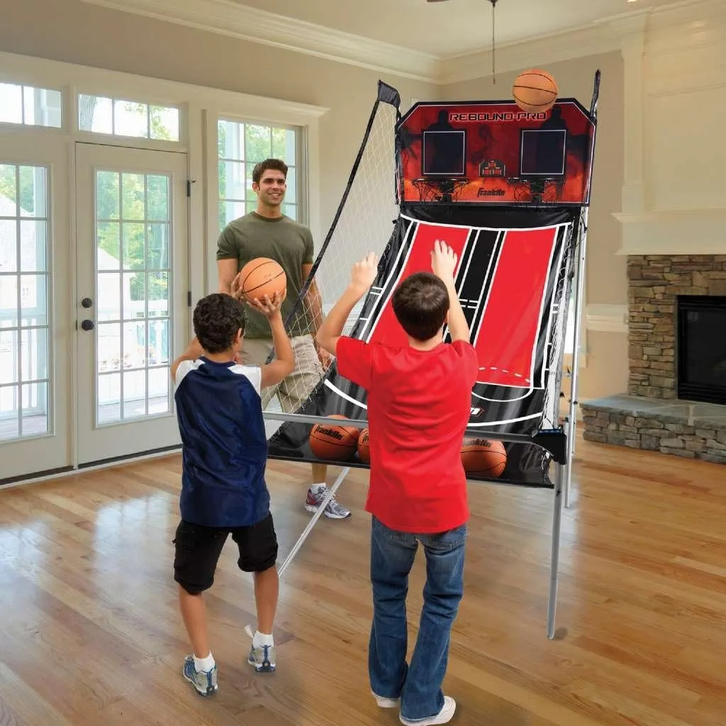 Franklin Sports Indoor Double Basketball Hoop Game - Electronic Scoreboard   4 Basketballs - 2 Player Shooting Arcade