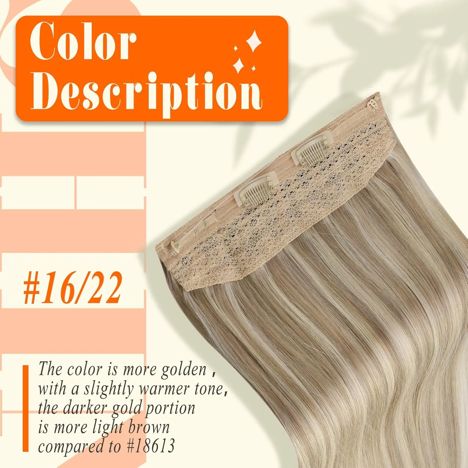 Fshine Wire Hair Extensions Golden Blonde Highlighted Dark Ash Blonde Fishing Line Hair Extensions 20 Inch Hidden Wire Hair Extensions Silky Long Secret Hairpiece Clip ins for Women 80G