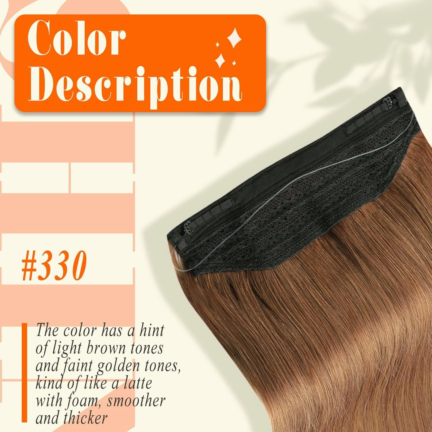 Fshine Invisible Wire Hair Extensions Real Human Hair Auburn Brown 330 Hidden Wire Hair Extensions 14 Inch One Piece Human Hair Extensions Clip in Remy Human Hair Layered Hairpiece 70G