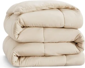 Full Comforter Quilted Beige Comforters All Season Bedding Full (90'' x 90'') Duvet Insert with Corner Tabs 3 Piece