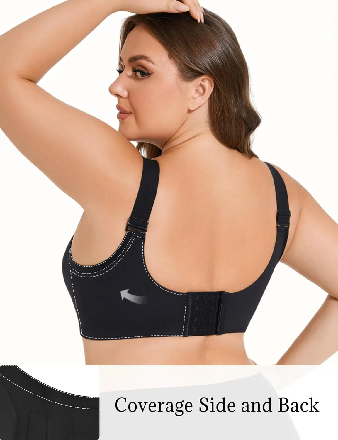 Full Coverage Padded Minimizer Bras Wireless Back Smoothing Bra No Underwire Hide Back Fat