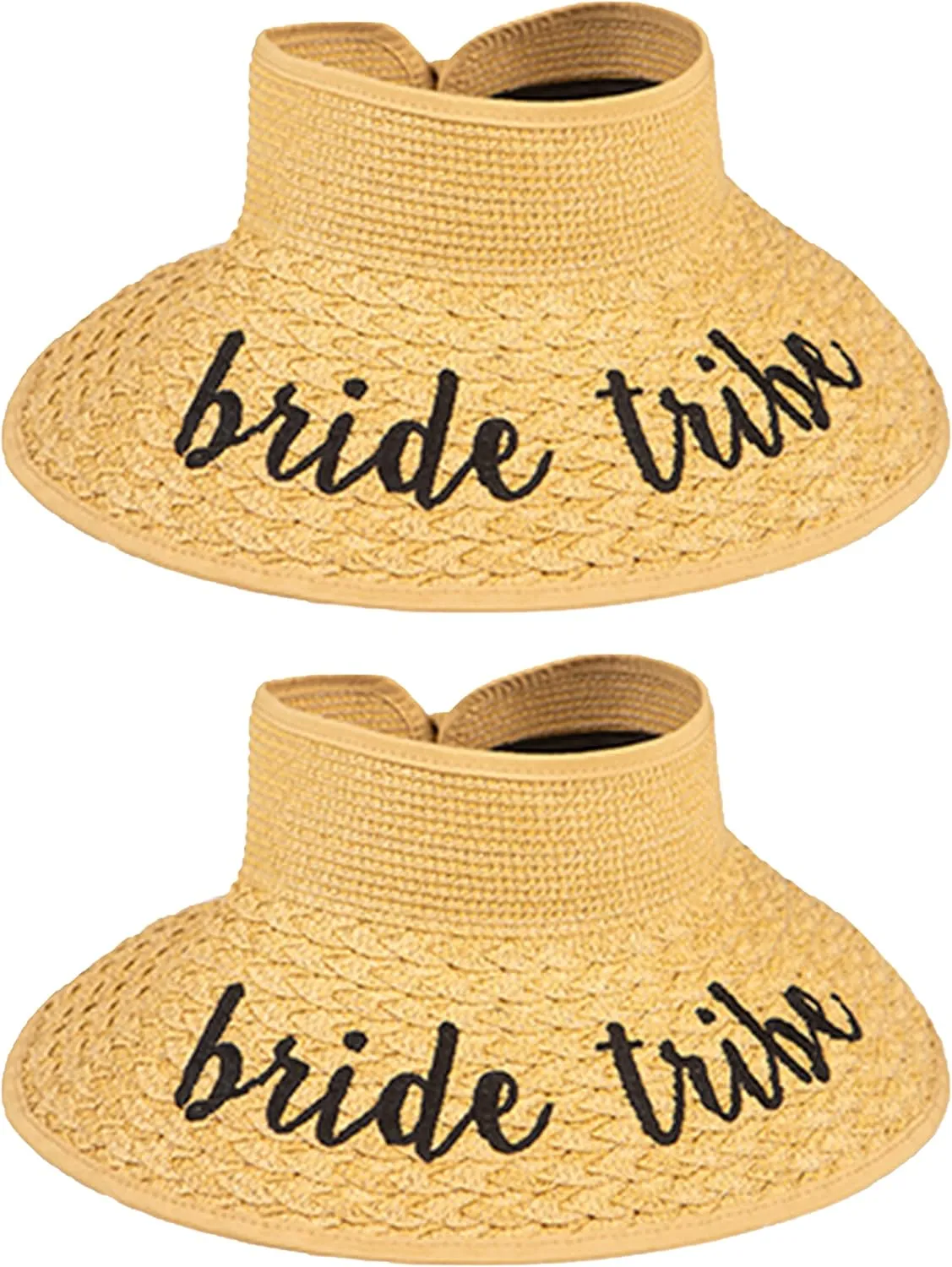 Funky Junque Women’s Sun Visor Wide Brim Straw Roll up Ponytail Hat
