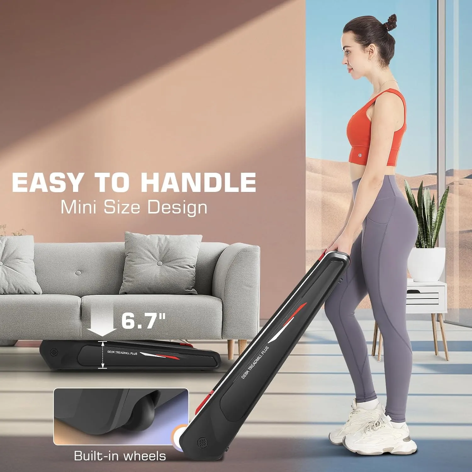 FUNMILY Walking Pad Treadmill with 5% Incline, 2.5HP Smallest Under Desk Treadmill for Home Office, Compact Walking Treadmill 300lbs Weight Capacity/Remote Control/Lighting Design