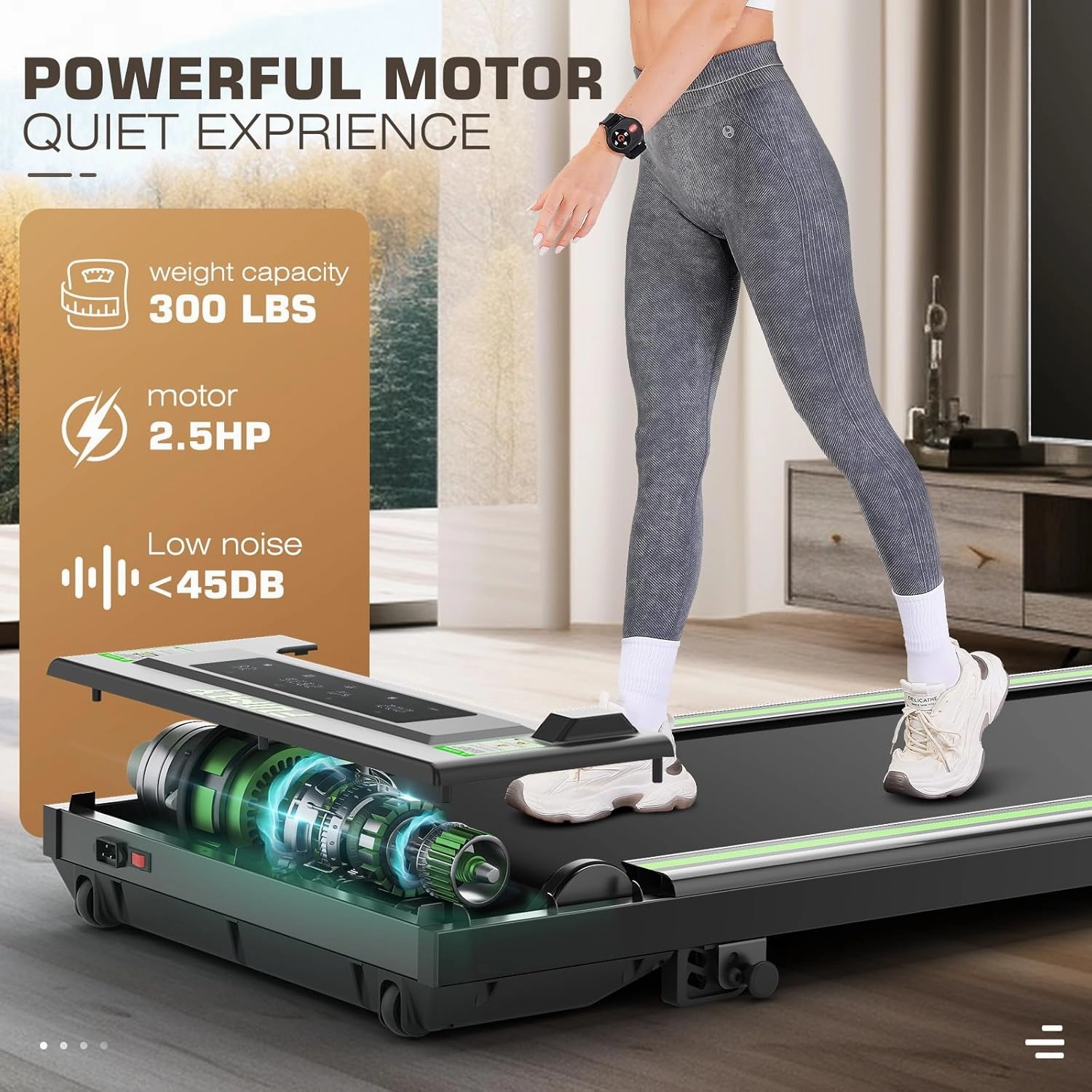 FUNMILY Walking Pad Treadmill with 8% Incline, 2.5HP Under Desk Treadmills for Home, 3 in 1 300 Lb Capacity Portable Mini Treadmill with Remote Control, Led Touch Screen, Installation-Free