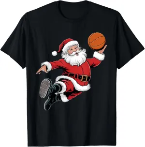 Funny Basketball Santa Slam Dunk Christmas Basketball Lover T-Shirt