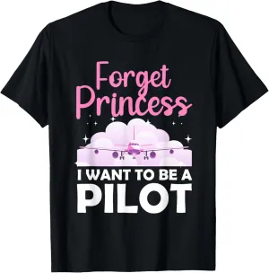 Funny Future Pilot Art For Women Girl Airplane Aviator Plane T-Shirt