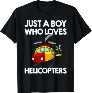 Funny Helicopter Gift Boys Toddler Kids Men Pilot Aviator T-Shirt