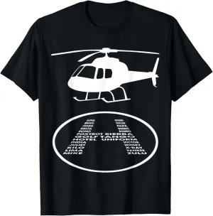 Funny Helicopter Phonetic Alphabet Pilot Aviation Pun Outfit T-Shirt