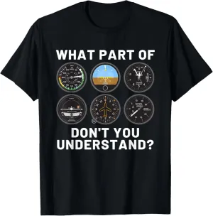 Funny Pilot Art Men Women Aviation Airline Pilot Instruments T-Shirt