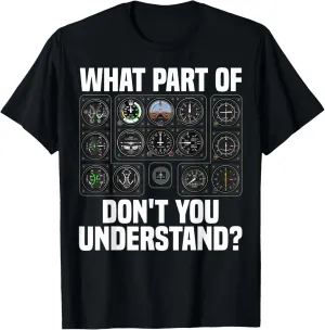 Funny Pilot Art Men Women Aviation Airline Pilot Instruments T-Shirt