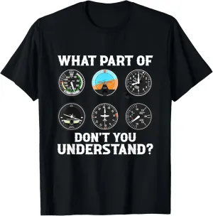 Funny Pilot Art Men Women Aviation Airline Pilot Instruments T-Shirt