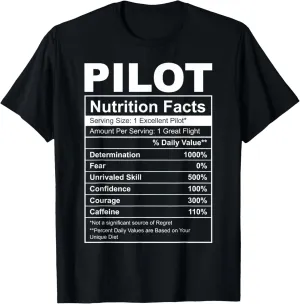 Funny Pilot Nutrition Facts Label - Helicopter Plane Aviator T-Shirt
