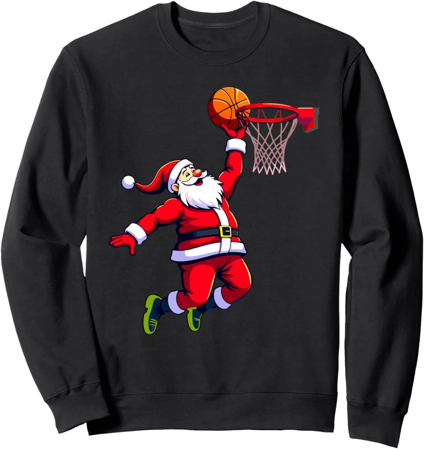 Funny Santa Basketball Dunk Christmas Costume Dunking Sports Sweatshirt
