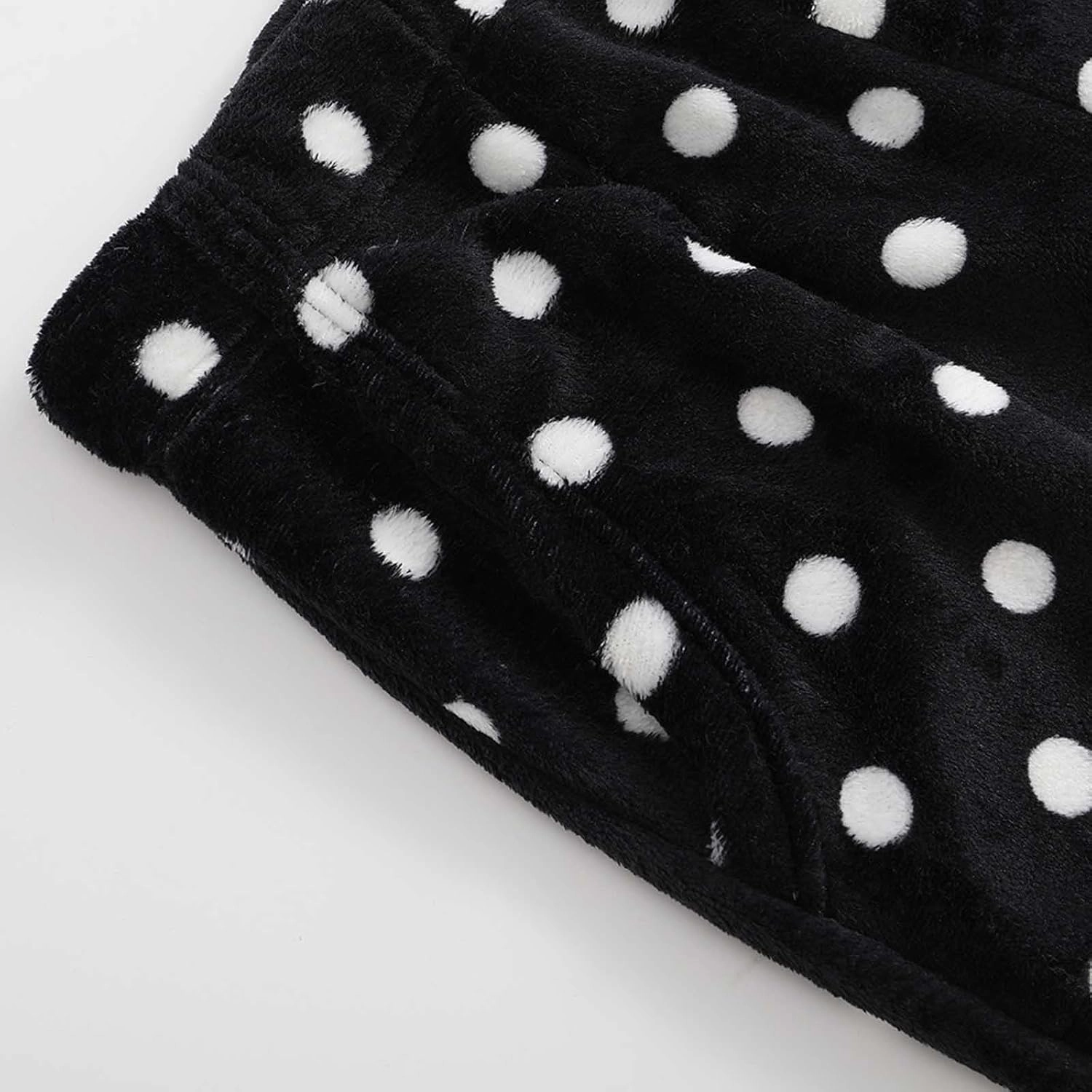 Fuzzy Flannel Pajama Pants for Women Comfy Soft Fluffy Plush Polka Dot Pj Pants High Waisted Wide Leg Lounge Pants