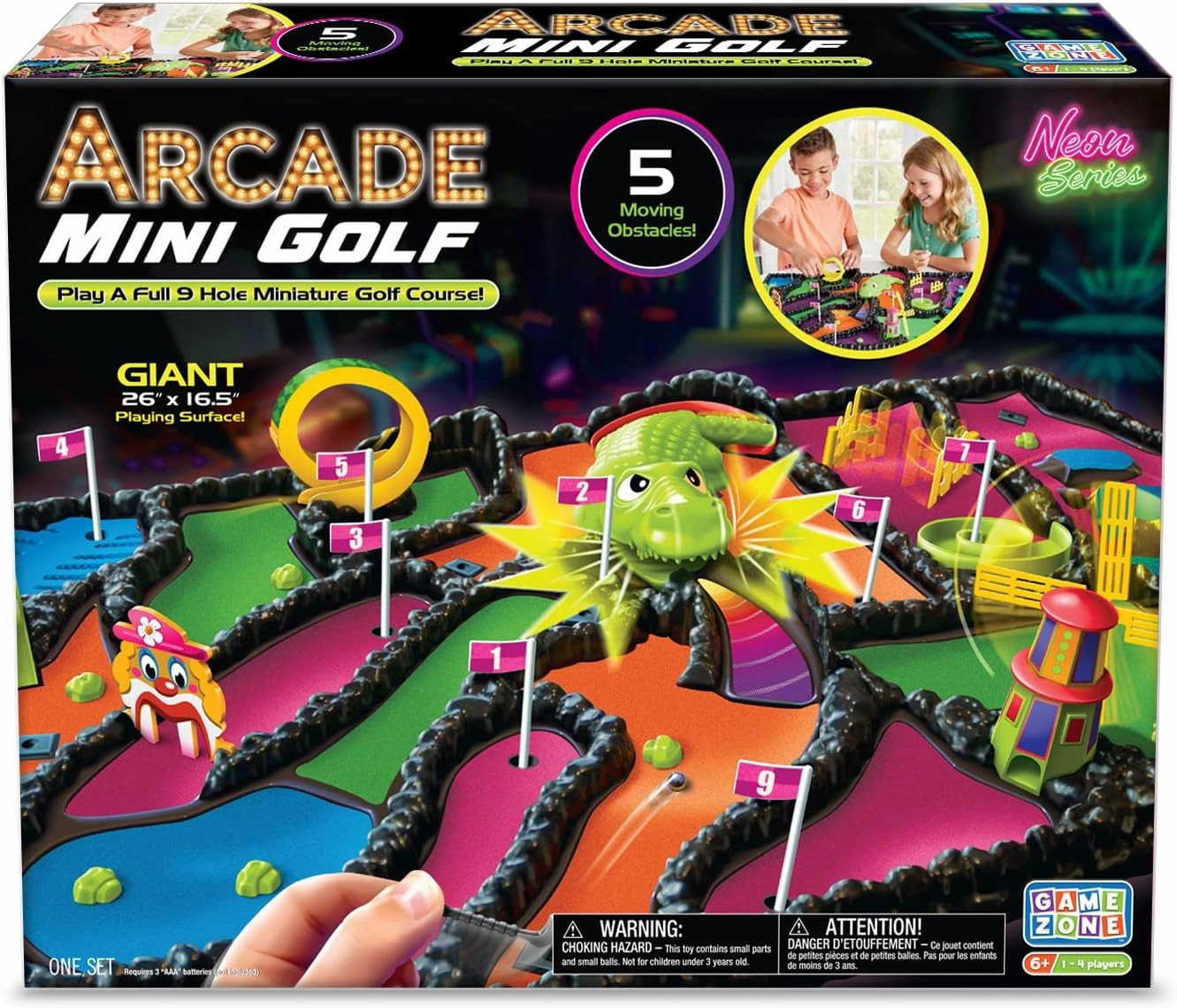 Game Zone Arcade Mini Golf - Interactive Tabletop Mini Golf Game with 9 Holes and Moving Obstacles for 1-4 Players Ages 6  - Perfect for Family Nights!
