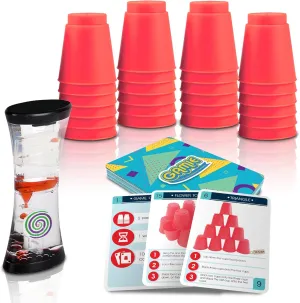 Gamie Stacking Cups Game with 18 Fun Challenges and Water Timer, 24 PCS Cup Stacking Set, Classic Family, Indoor Recess Game for Classroom, Fun Gift Idea for Boys and Girls Ages 3  Olds