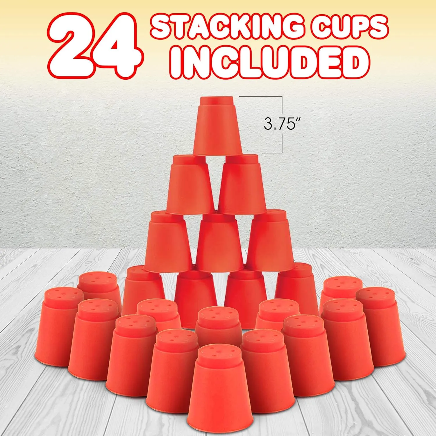 Gamie Stacking Cups Game with 18 Fun Challenges and Water Timer, 24 PCS Cup Stacking Set, Classic Family, Indoor Recess Game for Classroom, Fun Gift Idea for Boys and Girls Ages 3  Olds