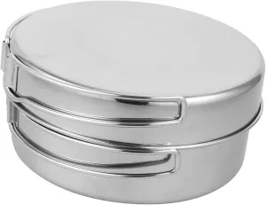 GANAZONO Outdoor Camping Cookware Kit Stainless Steel Pot and Pan Set Bowl and Cup for 2-3 People Perfect for Camping Hiking