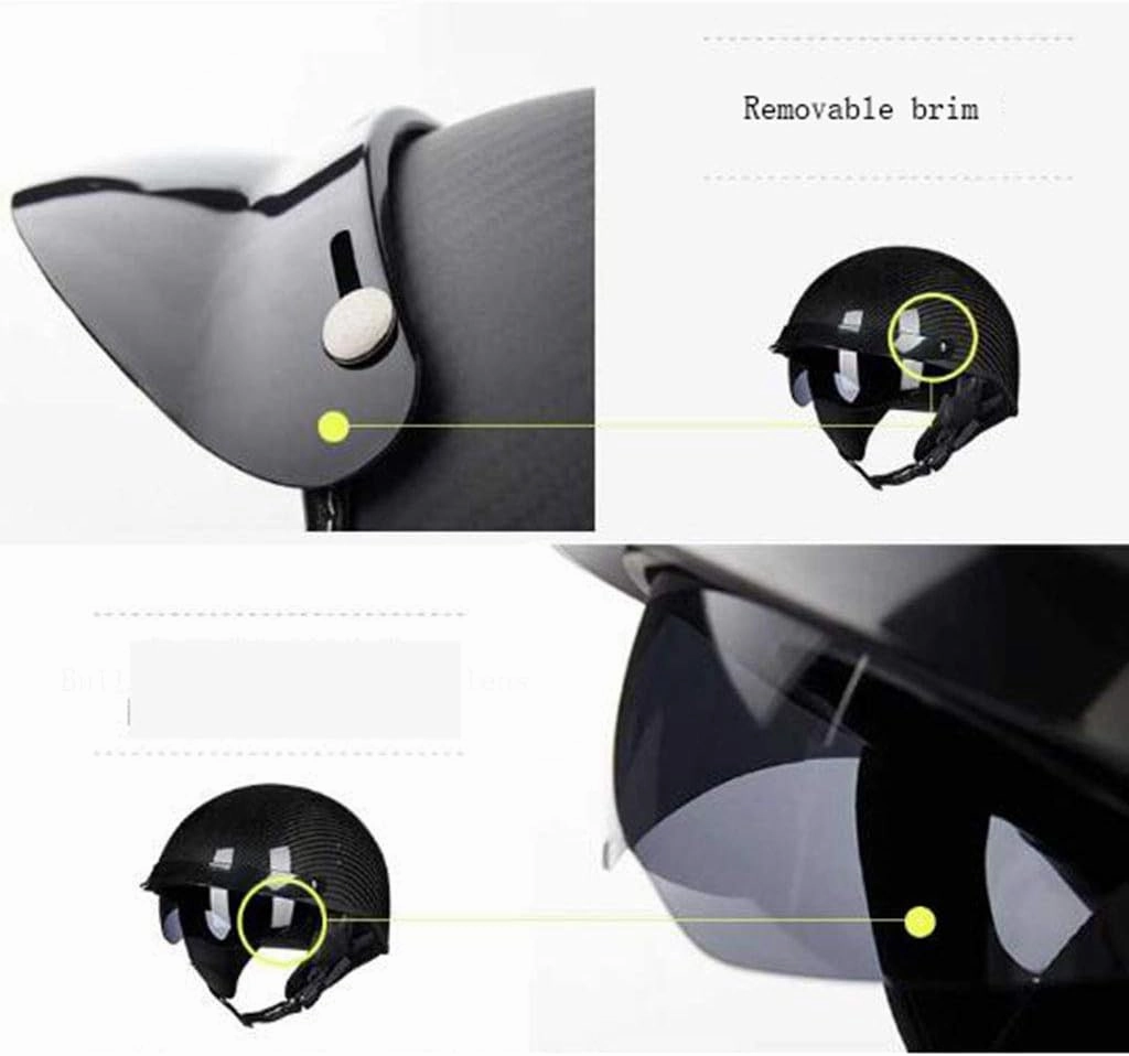 GAOZ Helmets Motorcycle Motorbike Moped Bike Scooter Moto Open-face Jet Helmet Crash Protection Visor Brain-Cap Road Riding Adult Style Classic RetroHalf Helmet DOT Approved