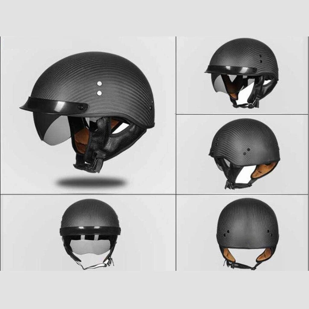 GAOZ Helmets Motorcycle Motorbike Moped Bike Scooter Moto Open-face Jet Helmet Crash Protection Visor Brain-Cap Road Riding Adult Style Classic RetroHalf Helmet DOT Approved