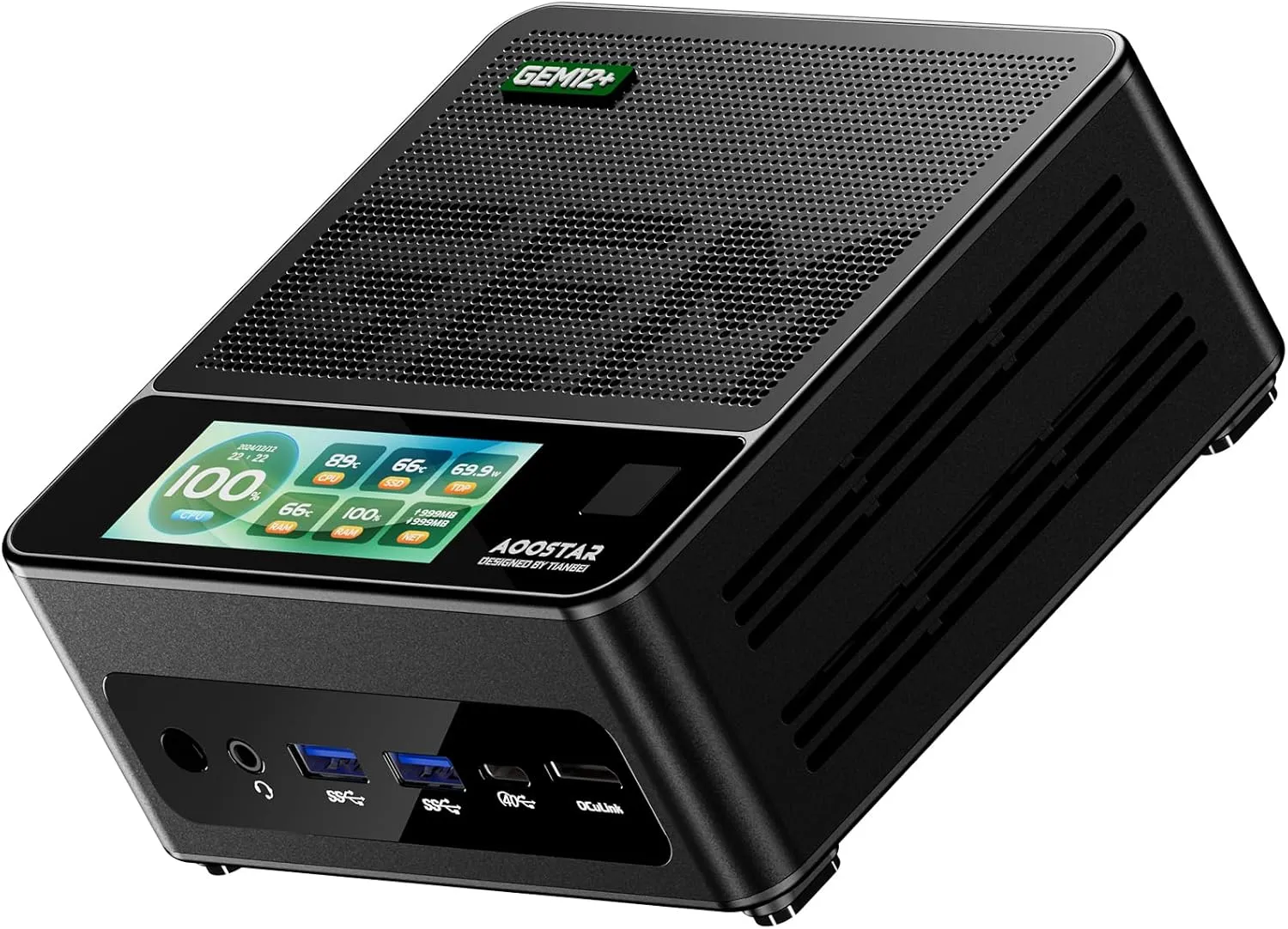 GEM12   PRO AMD R7 PRO 8845HS Mini PC, Without RAM/SSD/OS Mini Gaming PC with OCULINK/ 2*USB4(PD|8K@60Hz)/HDMI2.1/1 xDP 1.4, 2X 2.5G LAN,2*M.2 Slots，DIY Display Fingerprint Recognition