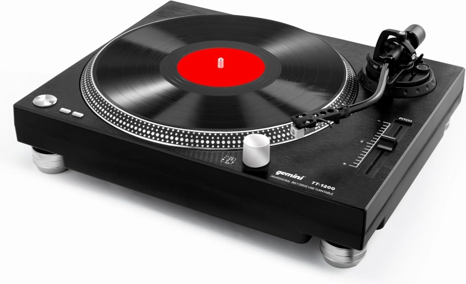 Gemini Sound 2 Speed Belt Drive Vinyl Record Player DJ Turn Table for Home Stereo with USB Interface and Audacity Software Included