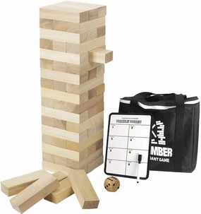 Gentle Monster Giant Tumble Tower with Dice & Game Board, 56 Pcs Large Size Wooden Stacking Game, Classic Outdoor Games for Adult Kids Family (Jumbo 56pc)