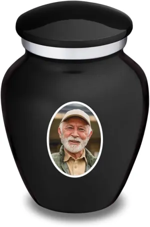 Geturns Embrace Keepsake Personalized Picture Cremation Urns for Human Ashes I Black Photo Funeral Urn for Men and Women with Double Side Engraving I 3.5 lbs