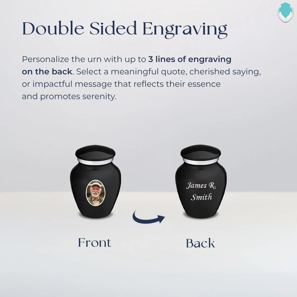 Geturns Embrace Keepsake Personalized Picture Cremation Urns for Human Ashes I Black Photo Funeral Urn for Men and Women with Double Side Engraving I 3.5 lbs