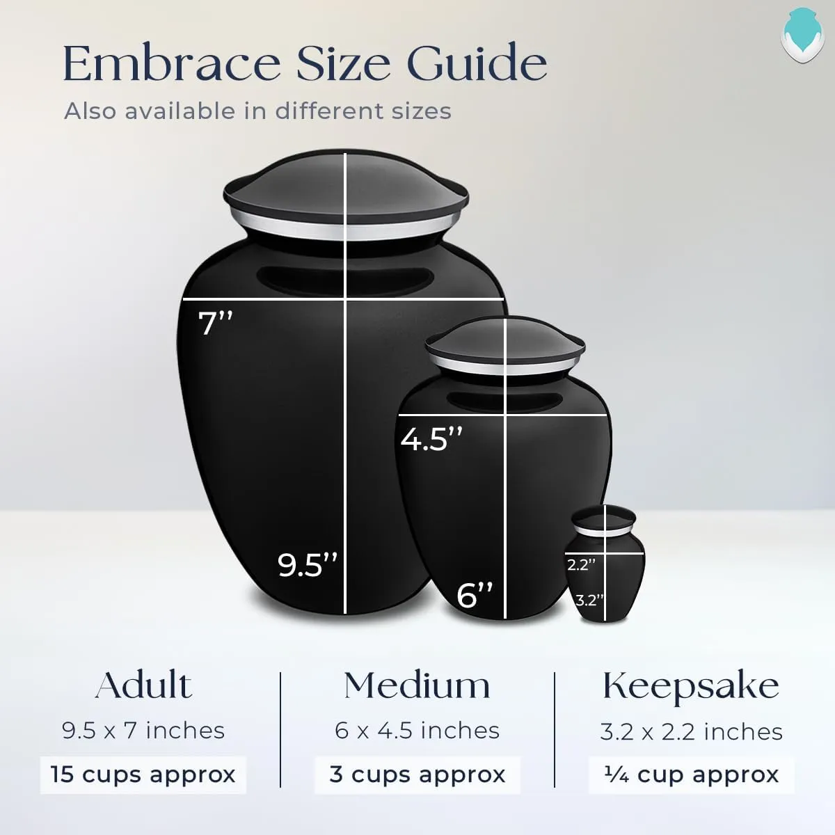 Geturns Embrace Keepsake Personalized Picture Cremation Urns for Human Ashes I Black Photo Funeral Urn for Men and Women with Double Side Engraving I 3.5 lbs