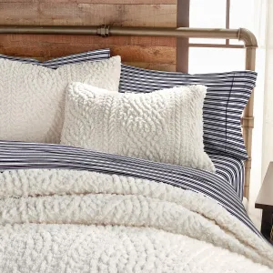 G.H. Bass Plush Sherpa Cable Knit Fluffy Soft Solid Pinsonic Cozy Comforter Set, King, Ivory