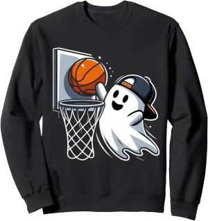 Ghost Basketball Dunk Ghost Playing Basketball Halloween Sweatshirt