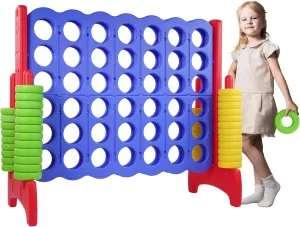 Giant 4-in-A-Row Connect Game Outdoor, 3.5FT Jumbo 4-to-Score Yard Game for Kids & Adults, 42 Rings & Quick-Release Slider