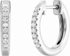 Gilded Lab-Grown Diamond Hoop Earrings,1/10 Cttw|SI1 F Color, Sterling Silver| Elegant & Ethical Jewelry for Women, Gift Box Included| For Anniversaries, Gifting and Special Occasions