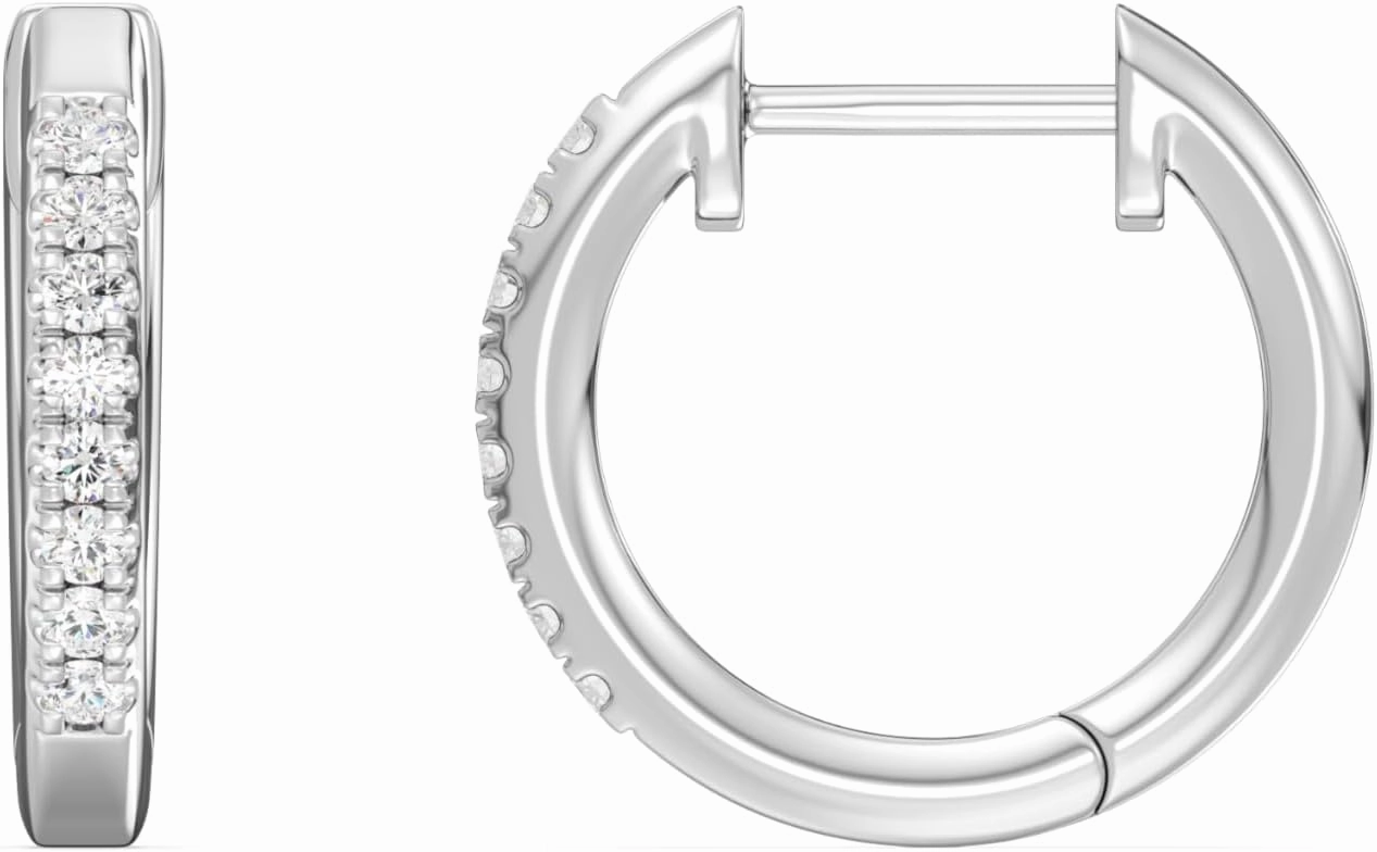 Gilded Lab-Grown Diamond Hoop Earrings,1/10 Cttw|SI1 F Color, Sterling Silver| Elegant & Ethical Jewelry for Women, Gift Box Included| For Anniversaries, Gifting and Special Occasions