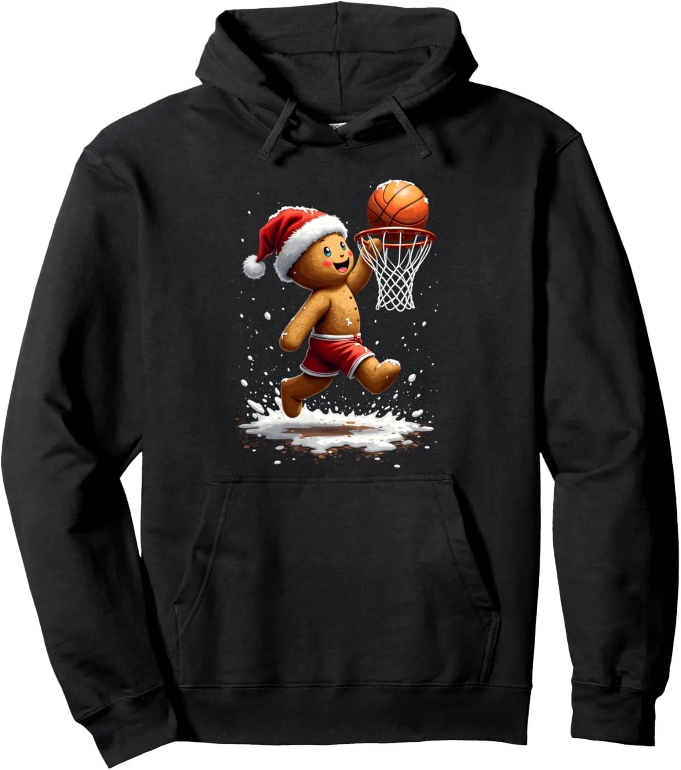 Gingerbread Dunk Funny Basketball Christmas Holiday Xmas Pullover Hoodie