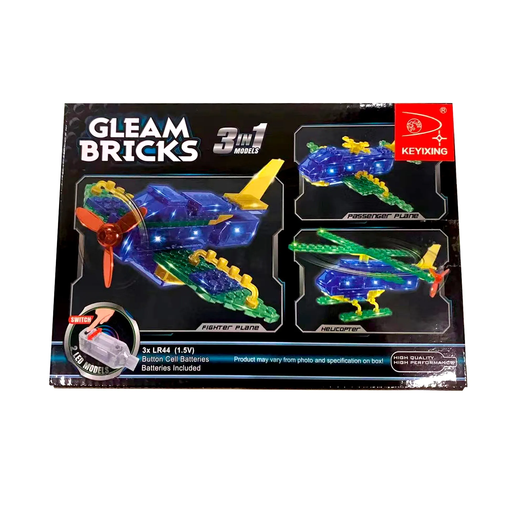 Gleam Bricks 55 Pieces 3 in 1 Helicopter Model Toy for 6  Aged Kids