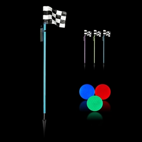 Glo-Pin Light Up Golf Flagstick Glow Golf Kit Game with Glow in The Dark LED Golf Balls (Blue)