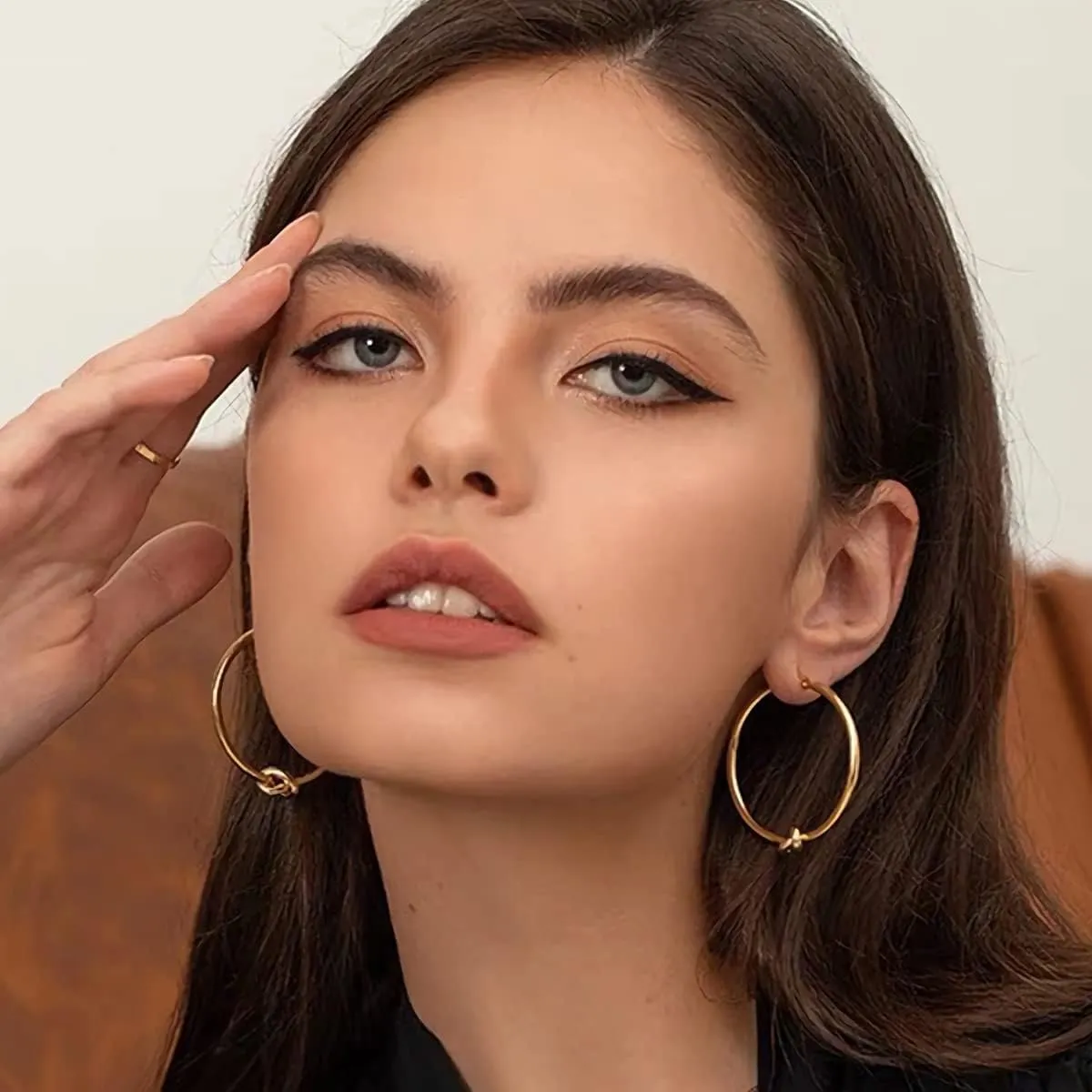 Gold Hoop Earrings for Women 18K Gold Plated Knot Hoop Earrings Statement Lightweight Thick Trendy Small Gold Open Hoops Fashion Jewelry