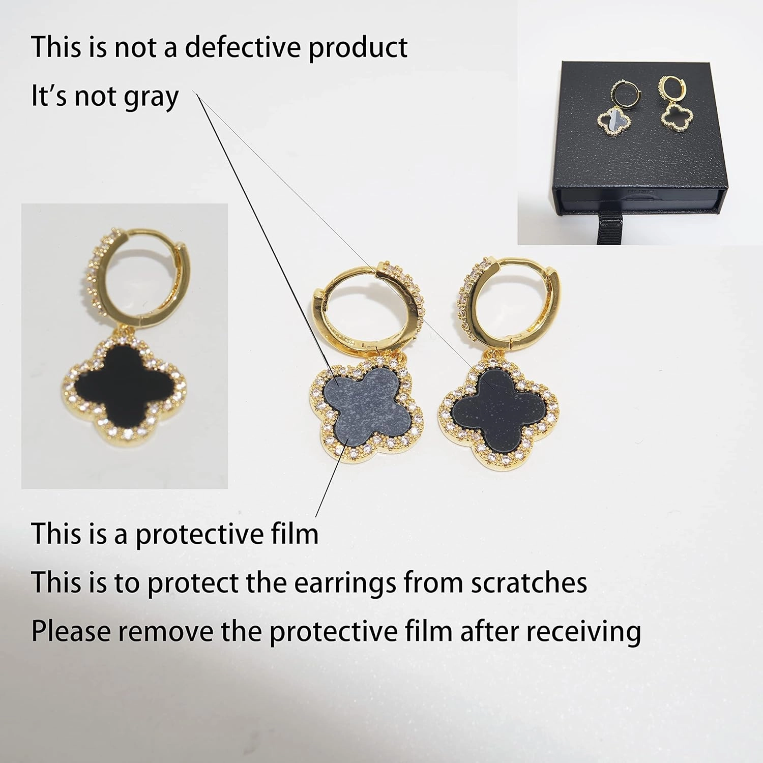 Gold Plated 925 Sterling Silver Gem Hoop Earrings Clover Designs with Crystal Charms Crystal Natural Gemstone Dangle Earrings for Women………