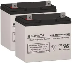 Golden Technology GP620 CC Battery Replacement Set by SigmasTek - 2X 12V 55AH Batteries
