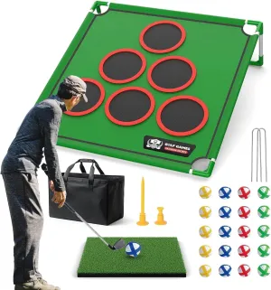 Golf Game Play Set，Golf Chipping Cornhole Games with 20 Velcro Golf Balls, Putting Mat, Golf Putter and Carrying Bag, Indoor Outdoor Golf Set for Lawn Backyard Golf Gifts for Teenagers and Adults