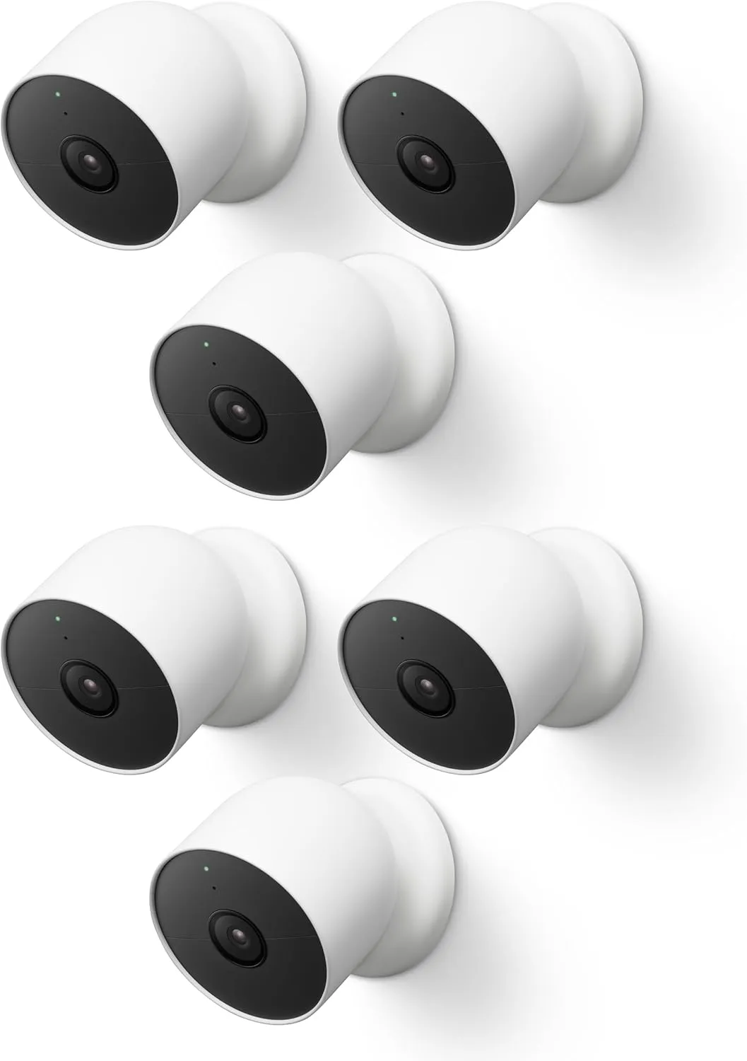 Google Nest Cam Outdoor or Indoor, Battery - 2nd Generation - 6 Pack, White