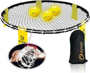GOOX Outdoor Beach Ball Games with Carrying Bag, 3 Balls, Net and Strip Light (ONLY for Light Up Set)- Played Outdoors, Indoors, Beach, Lawn, Yard and Park
