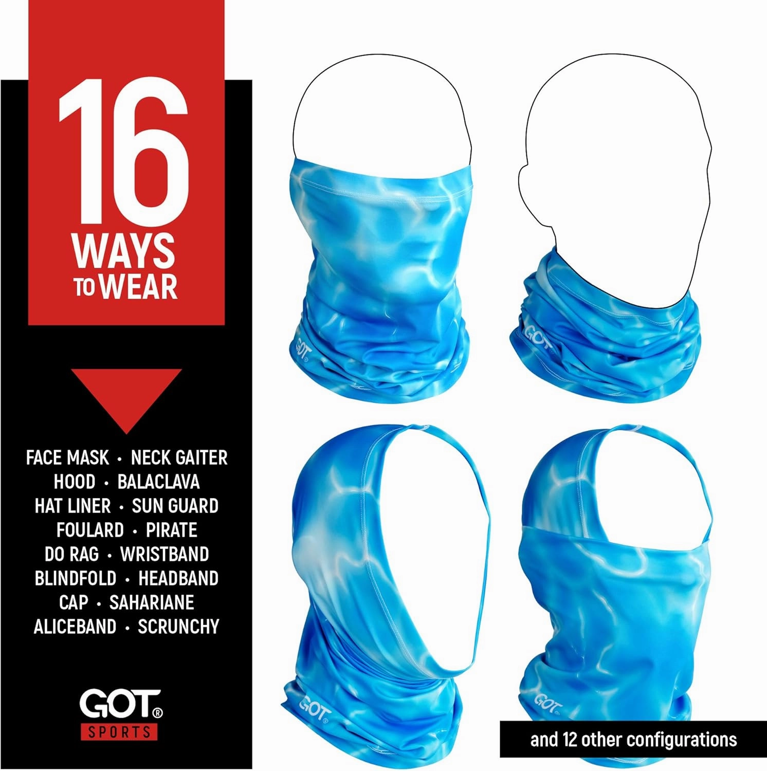 GOT Sports UPF 50  Fishing Neck Gaiter - UV Face Mask Sun Protection for Men & Women - Camo SPF Face Cover Gator